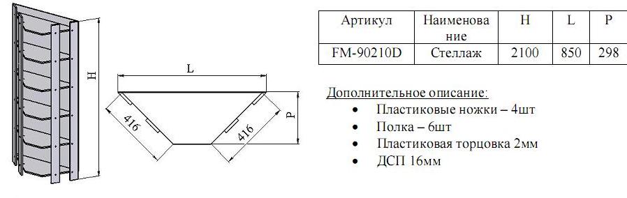 Стеллаж угловой внутренний FM-90210D